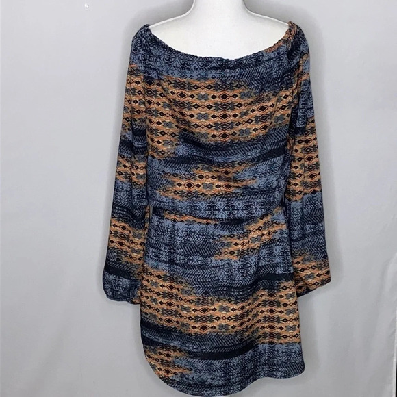 WAYF Aztec Print Long Sleeve Off Shoulder Dress- S - Picture 4 of 7